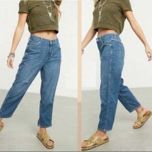 NWT Free People Chloe Baby Barrel Jeans in Admiral Blue Sz S
